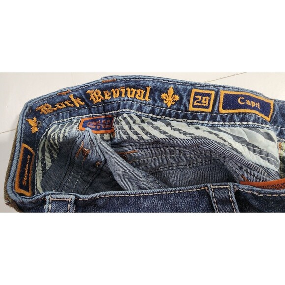 Rock Revival Stephanie Easy Capri Jeans Rhinestones Women’s Size 29 Distressed - Picture 6 of 15
